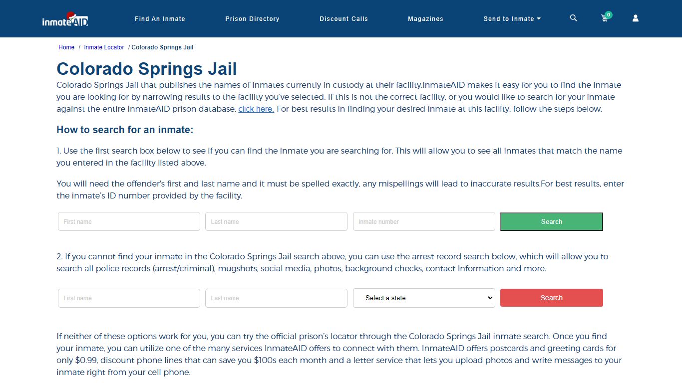 Colorado Springs Jail - Help for Inmates Before, During and After Prison